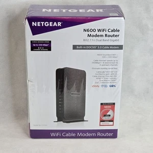 NETGEAR N600 WiFi Cable Modem Router C3700 Black Docsis 3.0 New - Picture 1 of 11