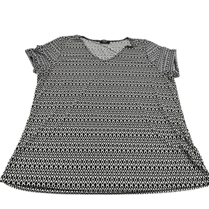 Blusa geométrica Shannon Ford para mujer negra blanca diamante talla 1X informal - Imagen 1 de 6