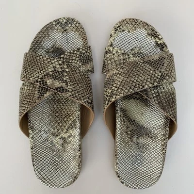 SEYCHELLES LIGHTHEARTED Slide Sandals Flats Shoes Snake Print Sz 7.5 - Image 1 of 4