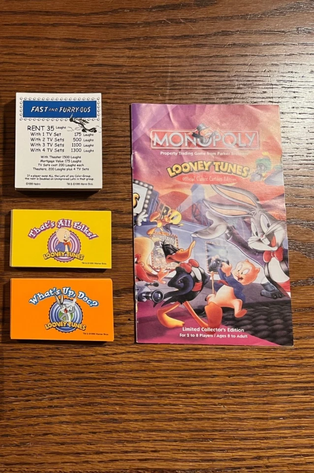 1999 孩之宝 Looney Tunes 大富翁游戏 ~ 替换件(卡片和说明) — 第 1/4 张图片