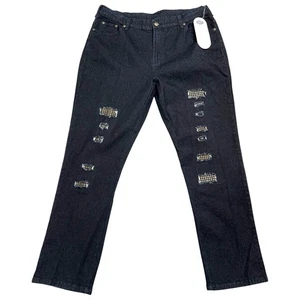DG2 Diane Gilman Women Jeans 16W Blue Skinny Stretch Denim Sequin Studded NWT - Picture 1 of 11
