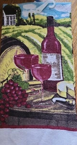 NEW 100% COTTON KITCHEN HAND DISH TERRY TOWEL Wine and Cheese Vineyard - Picture 1 of 3