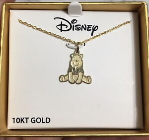10kt Yellow Gold Winnie the Pooh Disney Pendant Necklace W/18” Gold Filed Chain