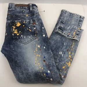 Evolution in Design Jeans Girls Sz 14 Stretch Denim Designer Paint Splatter EUC - Picture 1 of 8