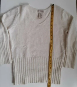 Apostrophe 55% Angora Rabbit Hair Off White Sweater Pullover Women's Sz S Petite - Picture 1 of 5