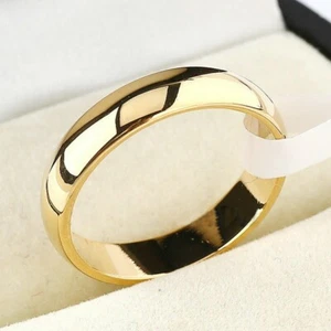 Tungsten Carbide Comfort Fit Polished Plain Band Wedding Ring 4mm - Picture 1 of 12