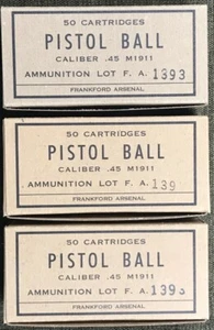 FRANKFORD ARSENAL PRINCIPIOS DE GUERRA M1911 .45 ACP SEGUNDA GUERRA MUNDIAL NUEVA RÉPLICA 50 CAJAS DE MUNICIÓN REDONDAS - Imagen 1 de 11