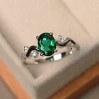 2 CT Oval Cut Emerald Lab-Created Woman Ring 14k White Gold Plated