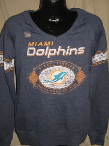 NFL Miami Dolphins Football Touchback Sweatshirt Sweater Womens Sizes Shirt Blue - Picture 1 of 3