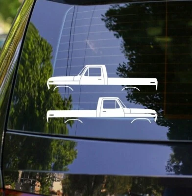 2x calcomanías adhesivas clásicas de silueta de camioneta para Ford F100 6ta generación 73-79 platón corto Foto 1 de 3
