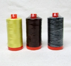 Aurifil Mako 50WT Cotton Thread 3 Large Orange Spools Quilting NEW Yellow Brown - Picture 1 of 2