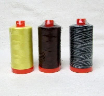 Aurifil Mako 50WT Cotton Thread 3 Large Orange Spools Quilting NEW Yellow Brown - Image 1 of 2