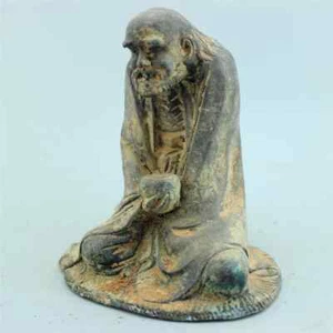 Antigua estatua de bronce antigua Sakyamuni budismo arte familiar damo ascetismo Buda - Imagen 1 de 11