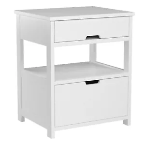 Bedside Table Nightstand End Side Drawers Storage Wood Cabinet Bedroom White - Picture 1 of 8