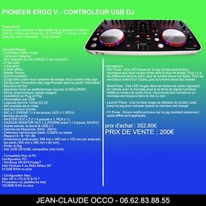 sonorisation PIONEER ERGO V - CONTROLEUR USB DJ (très bon état)