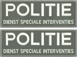 POLITIE D S I Embroidery Patch 3X9'' Hook On Back White On Gray - Picture 1 of 2