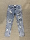 One Teaspoon Distressed Jeans Womens 25 Ripped Washed Denim Blue