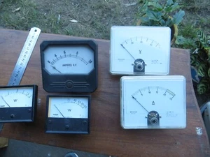 6 VINTAGE AMPERES ,VOLT METERS - Picture 1 of 13