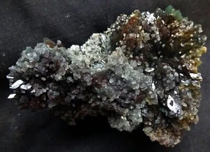 AWESOME POINTED GREEN BROWND APOPHYLLITE CRYSTALS FORMATION W/ CORAL CHALCEDONY- - Picture 1 of 9