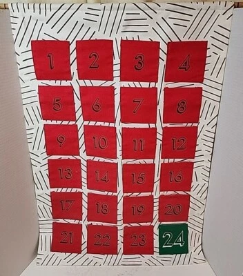 West Elm Modern Advent Calender Countdown To Holiday Christmas 20"x30" Hanging  - Image 1 of 4