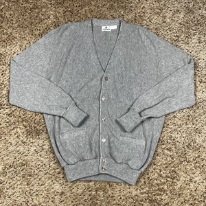 Vintage 80s Jockey V-Neck Button Front Cardigan Sweater Mens Medium Made in USA - Picture 1 of 10