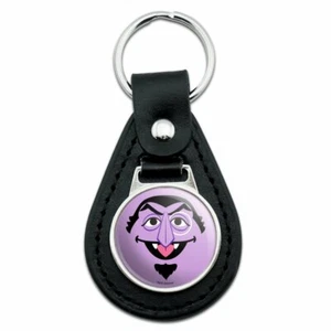 Sesame Street Count Face Black Leather Keychain - Picture 1 of 6