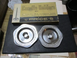 Vintage Boxed Pair of Price's Candle Holders - 18-0 Stainless Steel - Picture 1 of 9