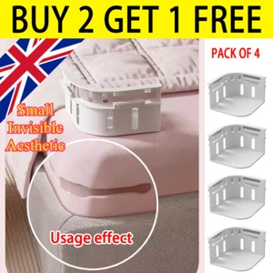 4pcs Lock Bed Sheet Holder Non-Slip Mattress Fastener Grippers Firm Tight Straps - Picture 1 of 16