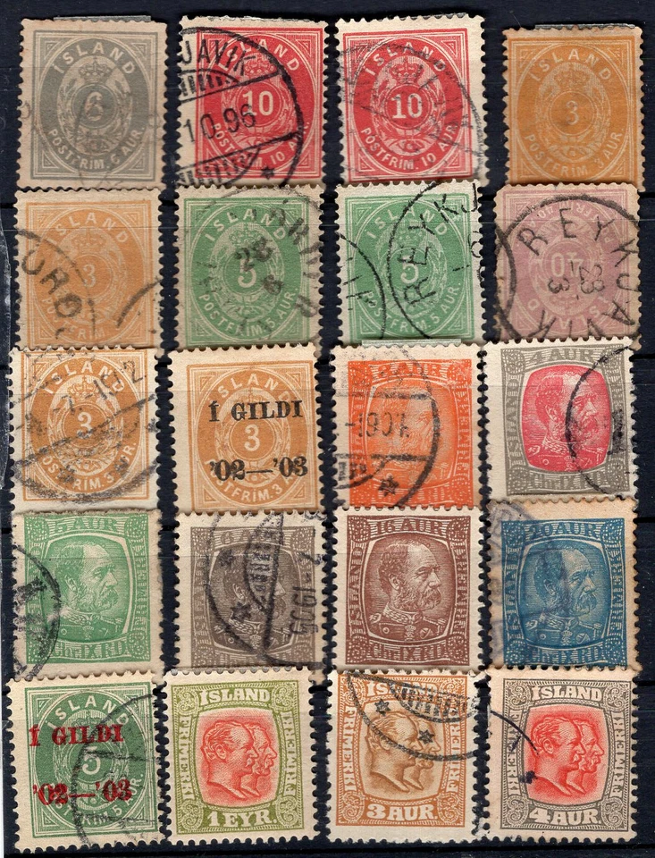 ICELAND LOT, 15 DIFFERENT CLASSIC STAMPS, MH - USED, HIGH VALUE DIFFERENT VALUE - Image 1 of 1