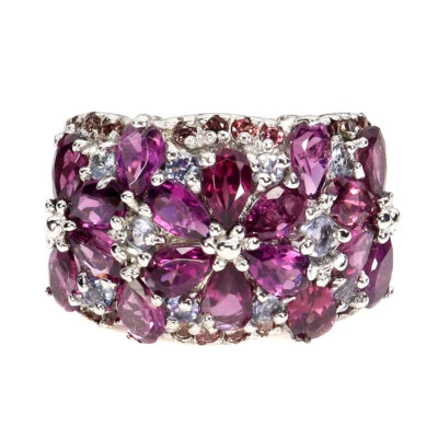 Anillo de plata 925 de verano rodolita granate zafiro piedras preciosas naturales joyería Foto 1 de 4
