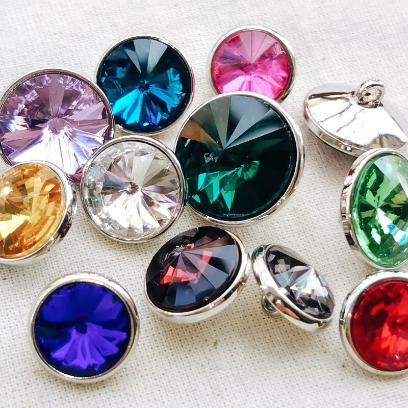10Pcs Shiny Glass Crystal Rhinestone Buttons DIY Shirt Clothing Sewing Decor - Image 1 of 4