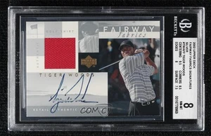 2002 Upper Deck Fairway Fabrics Retail Silver Tiger Woods #TW-AFF BGS 8 Auto - Picture 1 of 3