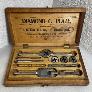 Vintage Watchmakers Screw Plate Tap & Die Set In Wooden Case. S.W. Card MFG. Co. - Picture 1 of 10