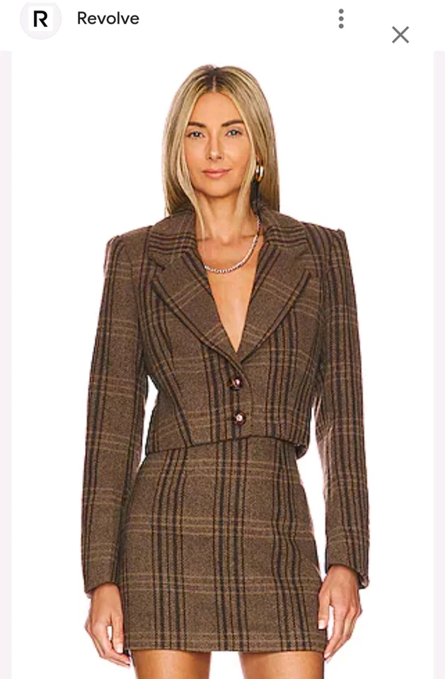 ASTR этикетка клетку укороченный блейзер коричневый чек шерсти вид куртка с Ярлыками S - Изображение 1 из 4