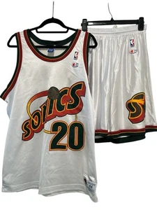 90s VTG Champion Seattle SuperSonics Gary Payton #20 Jersey & Shorts set Size 44 - Picture 1 of 8