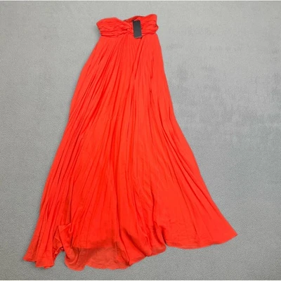 Marciano Scarlett Pleated Strapless Maxi Dress 0 Mandarin Red Gown Formal Event - Image 1 of 4