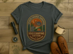 Camiseta Spider Charge Survivor Internet Famosa Incidente de Camping Divertida Camisa de Senderismo - Imagen 1 de 4