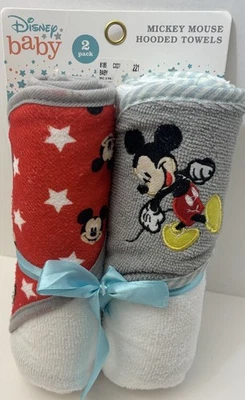 Disney Mickey Mouse Cudlie 2 Pack Hooded Towels Baby 26" X 30" Baby Gifts - Image 1 of 4