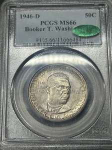 1946 D Booker T Washington MS66 PCGS CAC Approved ✅ Light Toned High Grade Gem - Picture 1 of 2