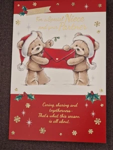  LARGE NIECE AND  PARTNER XMAS  CARD.  - Picture 1 of 3