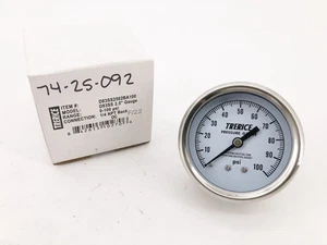 New Trerice D83SS2502BA100 Pressure Gauge D83SS 2.5" -100psi 1/4" NPT Back - Picture 1 of 5