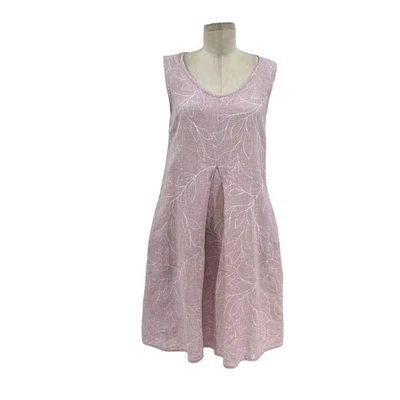 Vestido FLAX Woodstock Lino Lila Lavanda Blanco Guinga Floral Talla XS Foto 1 de 4