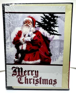 Tarjetas de Navidad de Papá Noel vintage Kmart Trim A Home 16 quilates con sobres conjunto de caja sellada 7x5 - Imagen 1 de 8