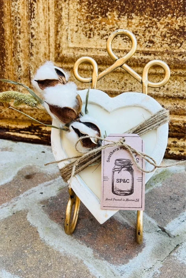 Carved Wooden Heart Dough Bowl Candle Scented MAHOGANY TEAKWOOD 3 LB - Image 1 of 1