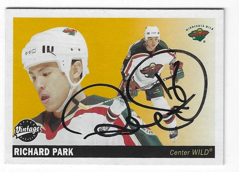 Signed RICHARD PARK Minnesota Wild 2002-03 Upper Deck Vintage Card #123 COA - Image 1 of 1