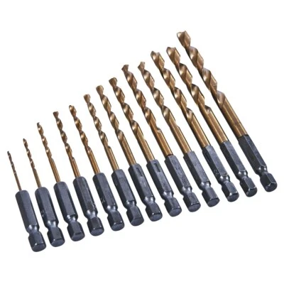 13x HSS Titanium Drill Bit Set Hex Shank Power Bits Metal Plastic 1.5-6mm - Image 1 of 4