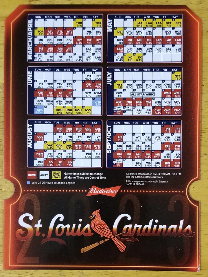 2023 St. Louis Cardinals магнит расписание - 3/30/2023 Home Opener SGA новый - Изображение 1 из 1