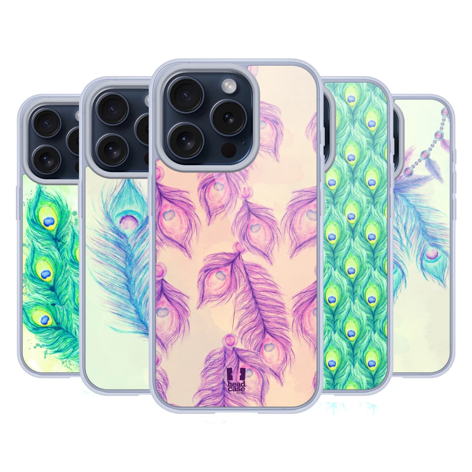 HEAD CASE PIUME DI PAVONE CUSTODIA COVER MORBIDA IN GEL PER APPLE iPHONE PHONES - Immagine 1 di 1