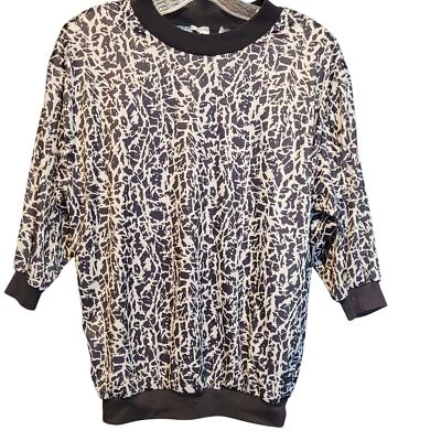Blusa Vintage Teddi Poliéster Negro Blanco Animal Estampado Abstracto Med Foto 1 de 4