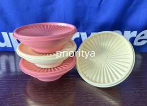 Tupperware Servier 14 Unzen Salat Müslischüssel weich gelb frühe Wurzeln 4er Set Neu - Bild 1 von 5